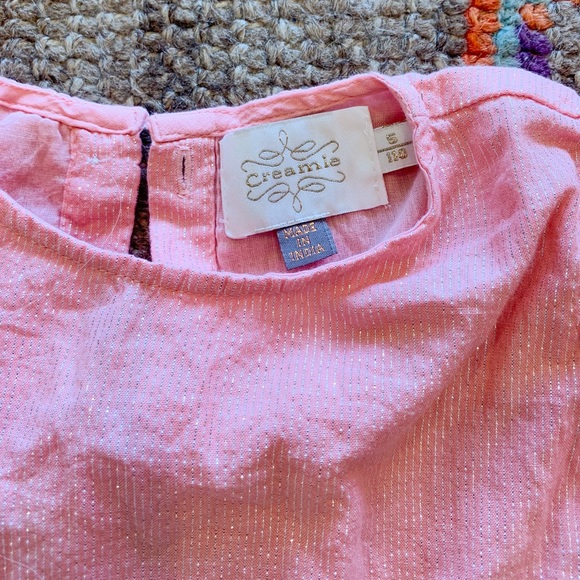 Creamie flutter sleeve pink dress with shimmery thread!! Great for summer! - Picture 2 of 2